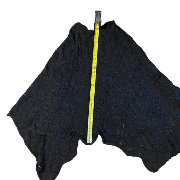 FRATELLITALLI Black Knit Alpaca Wool Acrylic Ruana Wrap/Italy/OS/Luxe+Lovely - Picture 3 of 7